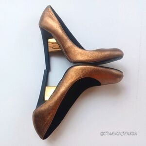 Elegant Bronze & Gold Women's Statement Heels